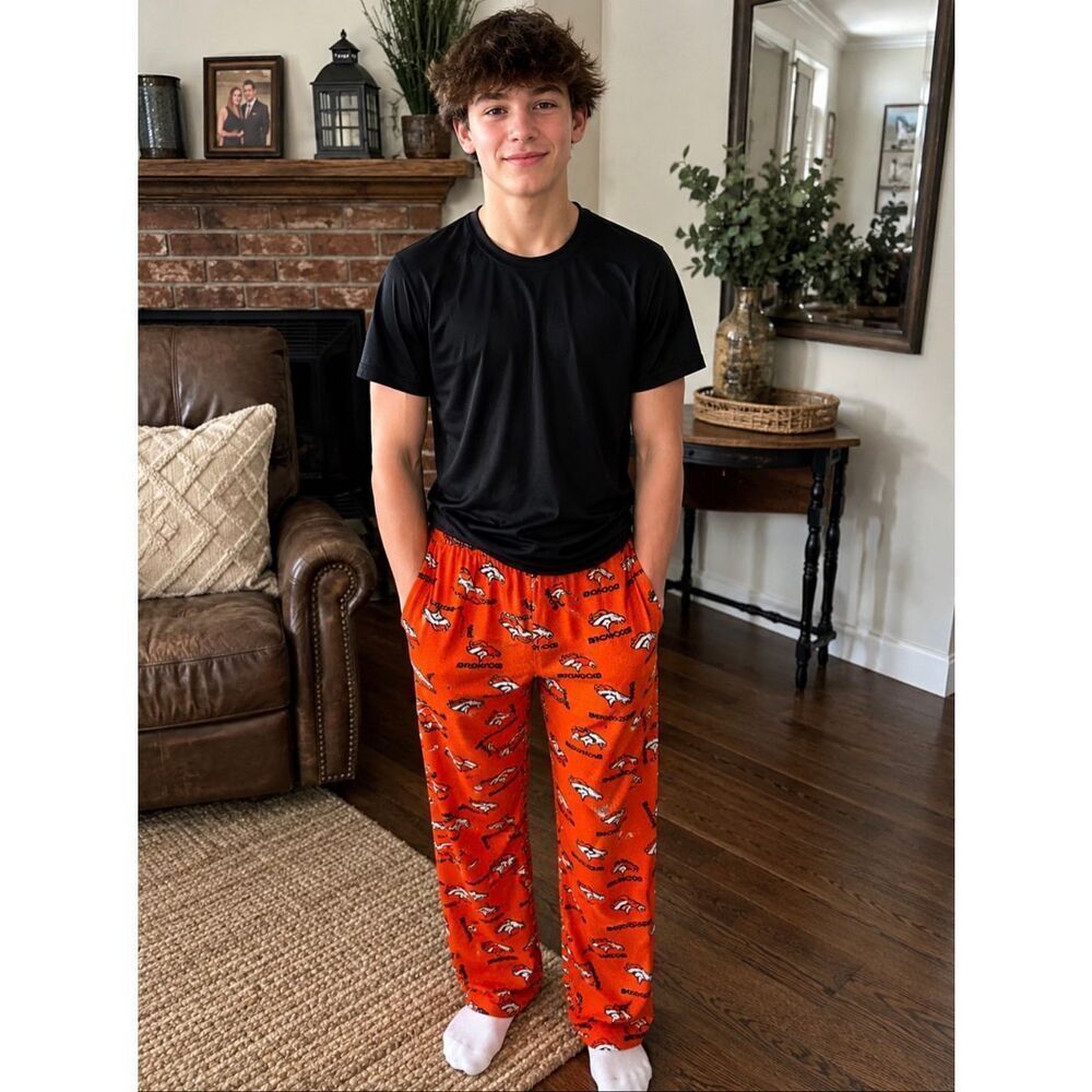 DENVER BRONCOS NFL TEAM APPAREL YOUTH PAJAMAS LOUNGE PANTS ORANGE XL 16 18